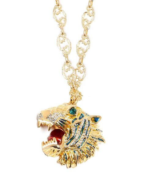 gucci tiger pendant necklace|Gucci tiger brooch.